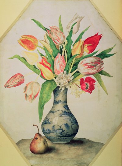 Blauwe Chinese Vaas met Tulpen door Giovanna Garzoni